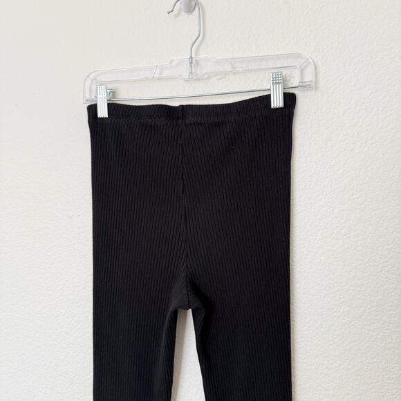 [Aerie] Black Kick It Ribbed Knit High Rise Flare Wide Leg Pants Pull On Small S - Picture 4 of 11